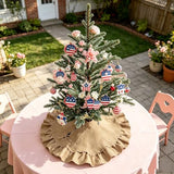 yuboo 24 Inch Burlap Tree Skirt, Small Tree Skirt for 2-3 Ft Tabletop Trees, Rustic Mini Christmas Tree Skirt with Ruffle Edge, Farmhouse Holiday Decor