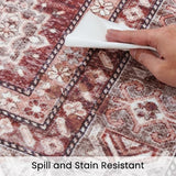 9x12 Living Room Rug Washable Non Slip Distressed Large Carpet, Burgundy