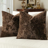 MIULEE Fall Velvet Euro Sham Throw Pillow Covers Brown 24x24 inch Set of 2