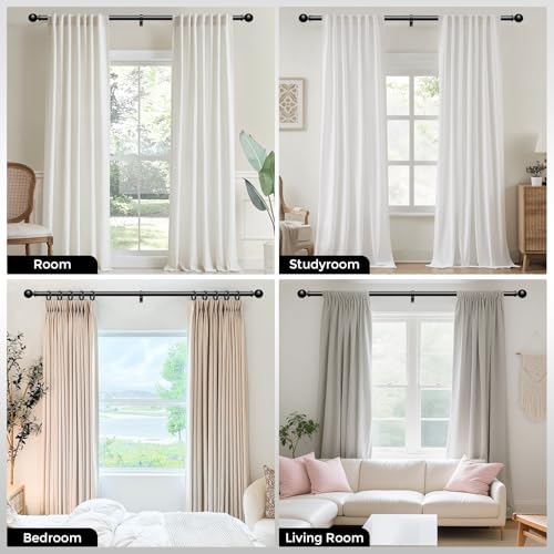 Curtain Rods 36-91 Inch, Black 1 Inch Adjustable Heavy Duty Curtain Rods for Windows, Decorative Modern Window Treatment Rod, Telescopic Splicing Metal Drapery Pole, Easy Installation