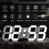 15" 3D LED Digital Wall Clock, Large Decor Wall Clock | 12/24H Time, Date & Temperature Display, Adjustable Brightness for Office, Living Room, Meeting Room & Kitchen
