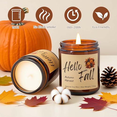Fall Candles, Fall Decorations for Home - Fall Gifts for Women, Natural Soy Wax Scented Candles Set(4pcs)