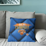 Northwest New York Knicks 2026 NBA Champions Double-Sided Printed Throw Pillow, Soft Decorative Polyester Fan Cushion, Couch Bed or Game Room Decor, 18 x 18 in