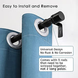 Byondeth Curtain Rods for Windows 16 to 144 Inches Adjustable Length 1 Inch Diameter Window Curtain Rod with Aluminium Finials, Black