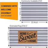 Blue and White Outdoor Rug 24'' x 51''Front Porch Rug Hand-Woven Machine Washable Indoor Layered Door Mats for Entryway/Bedroom