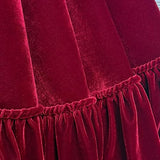 Ruffled Velvet Christmas Tree Skirt with Foam Padding, Nylon Backing and Lace-Up Tie Closure (Burgundy, 72-Inch)