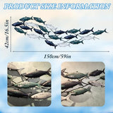 edaknez Metal Fish Wall Art, Large Fish Wall Decor for Living Room Bedroom, School of Fishing Wall Art Decor, Coastal Nautical Ocean Wall Decoration Home Decor (A 59 inch x 16 inch)