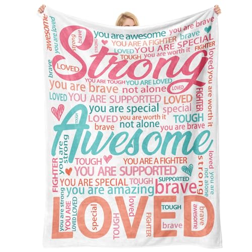 Super Soft Hug Blanket for Women 50"x60" Thinking of You Gift for Her | Inspirational Healing Gift for Cancer Patients, Post Surgery Recovery, Chemo Support, Hospital Stay