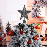URATOT Glittered Christmas Tree Topper Metal Christmas Treetop Hallow Wire Star Topper for Christmas Home Decoration (8 inches, Black)