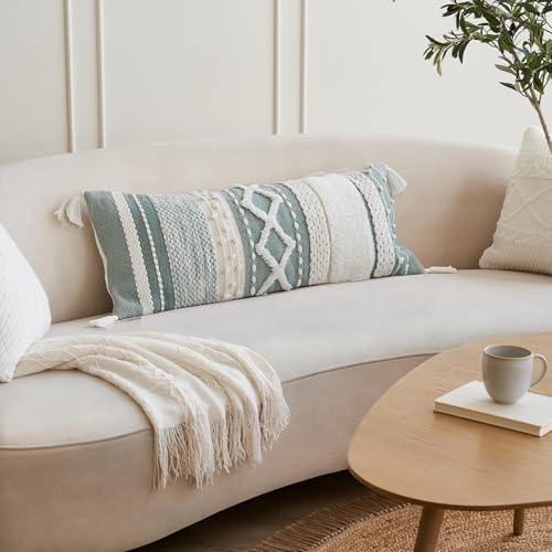 Decorative Boho Lumbar Pillow Cover 14x36 – Beautiful Throw Pillow with Soft Texture for Bed, Couch Decor or as Body Cushion – A Stylish Addition to Your Bedroom
