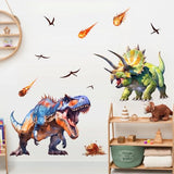 Supzone Large Dinosaur Wall Decals for Kids Room - Tyrannosaurus Triceratops Dino Wall Stickers for Boys Bedroom, Living Room, Baby Nursery Wall Art Decor