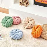 Uvvyui Knot Pillows, 14 Inch Decorative Throw Pillows Round Pillows Cushion, Soft Handmade Knotted Ball Pillow Plush Cushion Home Decor for Bed Couch Living Room (Beige, 14 Inch)