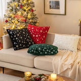 MIULEE Christmas Decorations Pillow Covers 16x16 Green Silver Snowflake