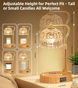 Candle Warmer Lamp with Timer | Adjustable Height & Dimmable | Base Control with GU10 Heating Bulb | Stylish Flameless Wax Melter for Large Jar Candles | Ideal Gift for Home Room Decor