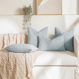 MIULEE Textured Boucle Lumbar Pillow Cover for Bed 12x20 Light Blue