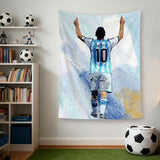 NASKY Lionel Messi World Cup Soccer Superstar Wall Tapestry: HD Fade-Resistant Polyester with 4 Corner Grommets - Hanging Poster for Boys’ Bedroom & Fan Decor, 35.4 x 47.2 Inches (White)