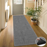 8FT Jute Hallway Runner Rug, Rubber Backed Absorbent Kitchen Runner Carpets, Grey Laundry Room Runner Mat, Grey