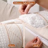 Bundle - 2 Piece 14x36 Lumbar Pillow Set: Boho Tufted Tassel Pillow Cover (Cream Beige) + Premium Memory Foam Throw Pillow Insert (White) for Bed, Couch, Sofa, Modern Farmhouse Decor
