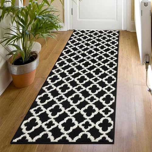 Washable Hallway Runner Rug 2x6',Non-Slip, Black and White