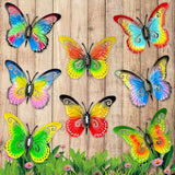 Distella Outdoor Metal Butterfly Wall Decor, 8 pcs Exquisite Outdoor Wall Art Sculpture Hanging Decoration for Outside Garden Balcony Fence Courtyard Farm Decorations