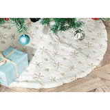 Plush Christmas Tree Skirts, 36 inches Luxury Snowy White Faux Fur Xmas Tree Base Cover Mat with Gold Snowflakes for Xmas New Year Home Party Decorations (36 inches, Gold)