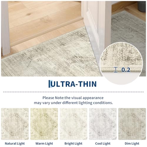 Garvee Beige Boho Washable 2x3 Rug for Entryway Door Mat