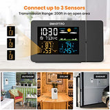 SMARTRO SC91 Projection Alarm Clock for Bedrooms with Weather Station, Wireless Indoor Outdoor Thermometer, Temperature Humidity Monitor Gauge Hygrometer