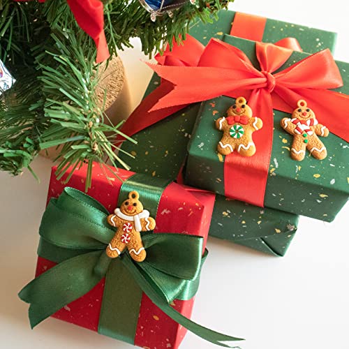 44 Pcs Mini Christmas Gingerbread Ornaments Tiny Gingerbread Man Ornaments Hanging Charms Figurine Decoration Ginger Man with Strings for Mini Christmas Tree Decorations