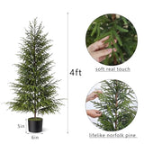 4ft Christmas Norfolk Pine Tree Artificial Christmas Tree Faux Potted Plants for Front Porch Christmas Indoor Outdoor Decor