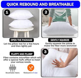 GVTECH Bedding Throw Pillows Insert (Pack of 2) 16 x 16 Inches Bed and Couch Pillows - Indoor Decorative Pillows - Cushion Stuffer Inserts - Anti Allergy Cotton Blend Fabric, White