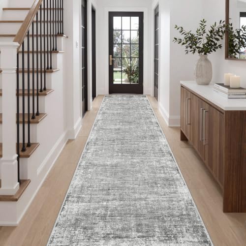 Washable Hallway Runner Rug 2'6" x 10',Floor Entryway Rug Grey