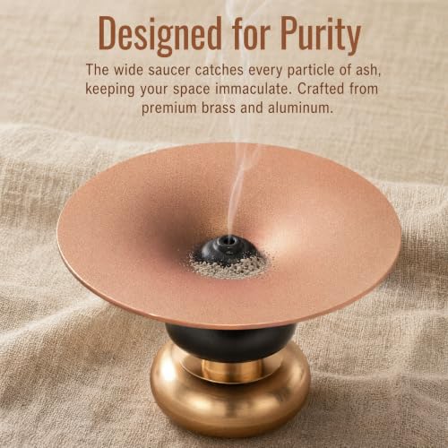 Brass Metal Incense Holder - One - Press Eject for Meditation, Yoga & Home Decor (Rich red, Round)