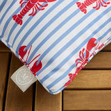 Martha Stewart Americana Stripe Lobster Indoor Outdoor Decorative Pillow 2-Pack Set, UV Fade Resistant, Water Repellent, Printed Coastal Design, Red/Blue, 11"x18"