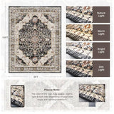 8x10 Washable Area Rug for Living Room, Black Rusty Red