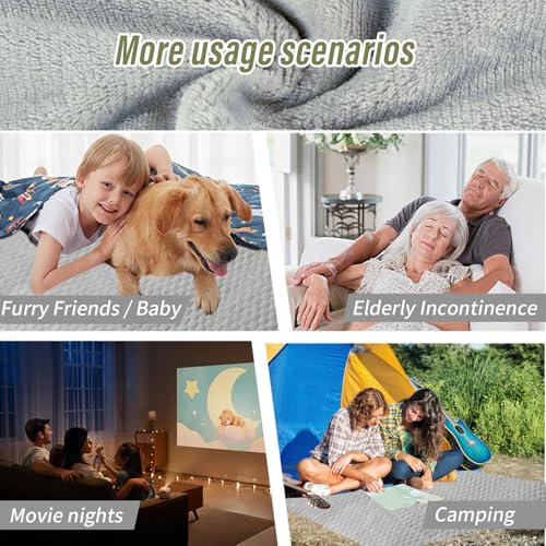 Ahinahwap Water Resistant Blanket for Bed Couch Sofa, Cat/Dog Blanket Waterproof Washable, Small Cozy Reversible Furniture Protector, Leakproof Throw (40"x60", Glacier Gray/Cloud Gray)