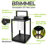 Aluminum Outdoor Table Lamp - Rechargeable 350 Lumen 3 Level Touch Control, IP44 Waterproof Cordless Outdoor Lamps Table Lantern with USB Port for Patio(3000K Warm White)