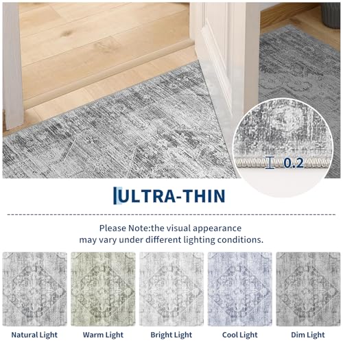 Garvee Grey Boho Washable 2x3 Rug for Entryway Door Mat