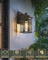 Dusk to Dawn Outdoor Lighting, HWH Outdoor Wall Lights Exterior Wall Lantern Light Waterproof, Oil-Rubbed-Bronze Finish with Water Ripple Glass, 5HD27B-PC ORB-WP