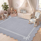Garvee Scalloped Bow Rug Grey Washable Solid 3x5 Area Rugs for Living Room