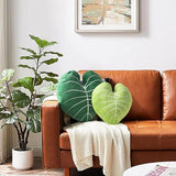 AELS Set of 2 3D Leaves Decorative Throw Pillows, 23.6"& 19" Alocasia Frydek Plush Pillow Set for Plant Lovers Garden Lovers, Living Room Bedroom Nursery Decor, Light Green & Dark Green