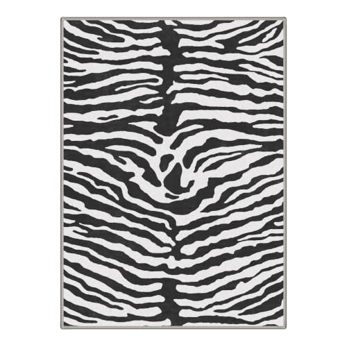 Zebra Print Rugs 5x7 Washable Area Carpet for Bedroom Living Room