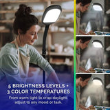 Verilux SmartLight Full Spectrum LED Modern Floor Lamp with Adjustable Brightness, Flexible Gooseneck and Easy Controls - Reduces Eye Strain and Fatigue - Ideal for Reading, Artists, Craft (Black)