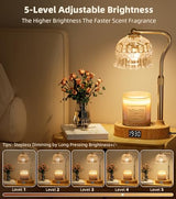Candle Warmer Lamp with Timer | Adjustable Height & Dimmable | Base Control with GU10 Heating Bulb | Stylish Flameless Wax Melter for Large Jar Candles | Ideal Gift for Home Room Decor