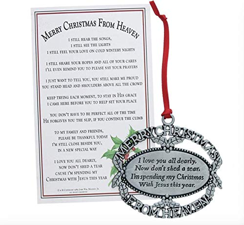 ® Pewter Finish Keepsake Memorial Ornament with Poem in Gift Box - Rememberance Gift for Christams Trees or Year Round Respect for a Departed Loved One.