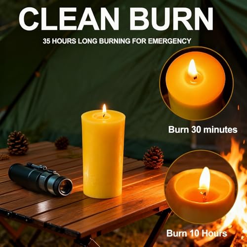 Beeswax Pillar Candles Set of 2, 70 Hours Long Burning, 100% Natural Beeswax Candles for Emergency, Pure Bees Wax for Home, Smokeless & Dripless