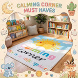 Tinideya 3.3 x 4 ft Calming Corner Classroom Rug Calm Down Reading Corner Safe Space Rug Soft Mental Health Floor Mat for School Home Living Bedroom Playroom Nursery