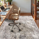 YOH Boho Washable Rug 5x7, Charcoal Gray Vintage Non Slip Area Rug, Distressed Indoor Carpet for Living Room Bedroom Kitchen Office