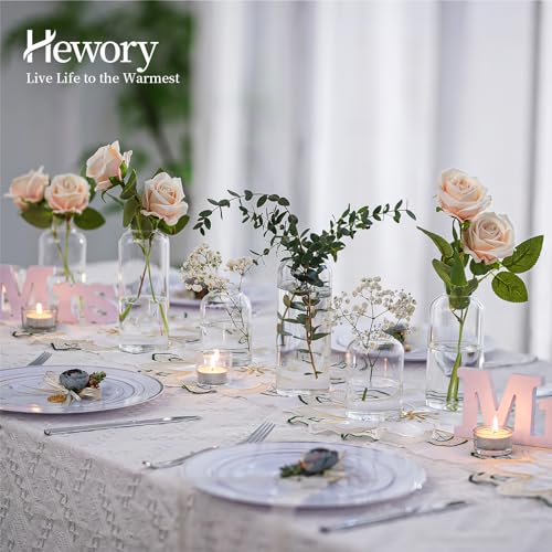 Glass Bud Vases for Flowers - Hewory Blown Modern Small Glass Vases for Centerpieces Set of 12, Mini Clear Bulk Flower Vases for Wedding Party Events Home Decor Floral Arrangement (Not Include Flower)