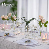 Glass Bud Vases for Flowers - Hewory Blown Modern Small Glass Vases for Centerpieces Set of 12, Mini Clear Bulk Flower Vases for Wedding Party Events Home Decor Floral Arrangement (Not Include Flower)