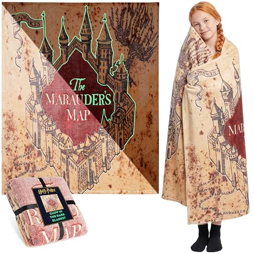 Harry Potter Gifts Glow in the Dark Blanket 51x59” for Kids Teens Adults, Soft Fleece Throw Blanket for Sofa, Bed, Warm Lightweight Cozy Gifts